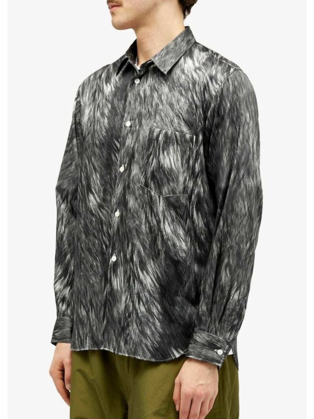 NWT Comme des Garçons Homme Plus Men's Fur Print Shirt Black Large
